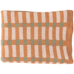 WOOOD Vola Kleed - Katoen - Groen/Oranje - 1x170x130