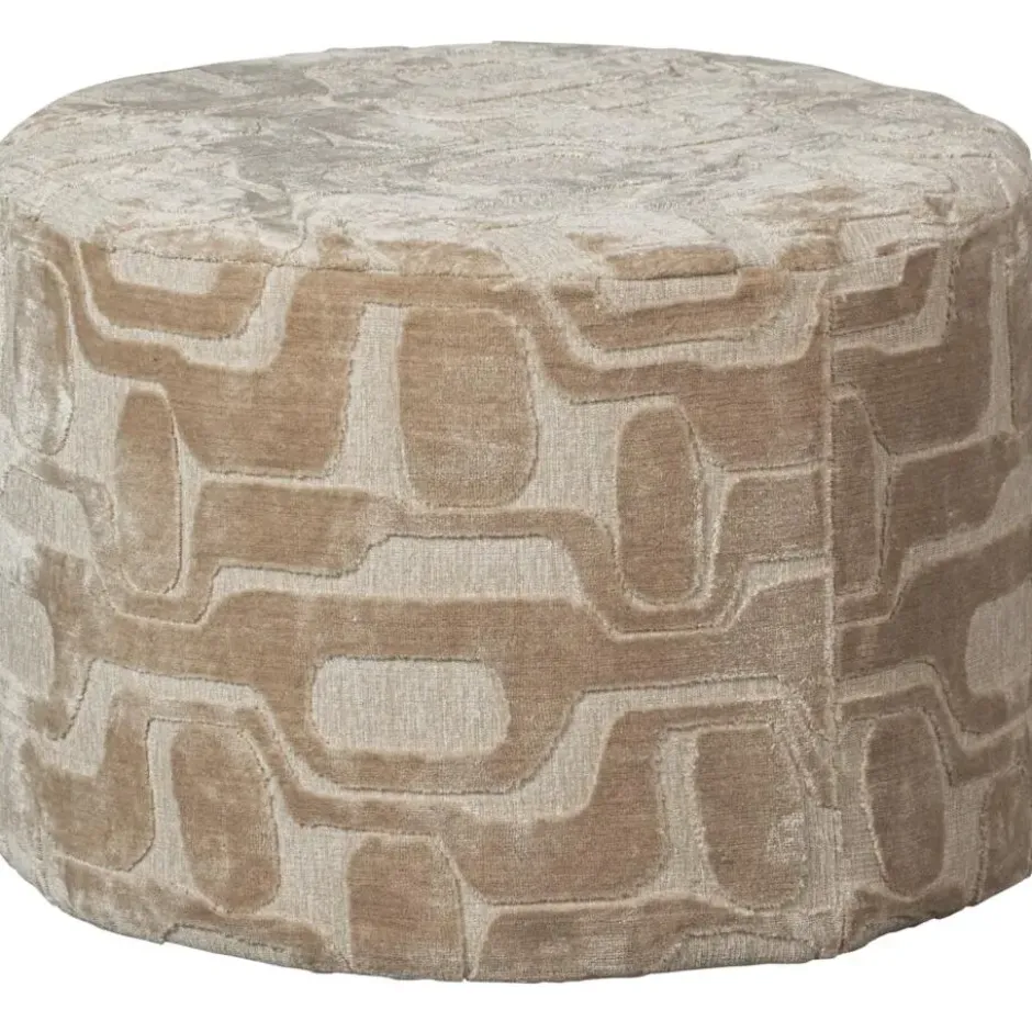 WOOOD Yago Poef - Polyester - Naturel - 43x60x60