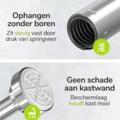 XIVADA Kledingstang Vigo - Zonder boren - Verstelbaar - Zilver