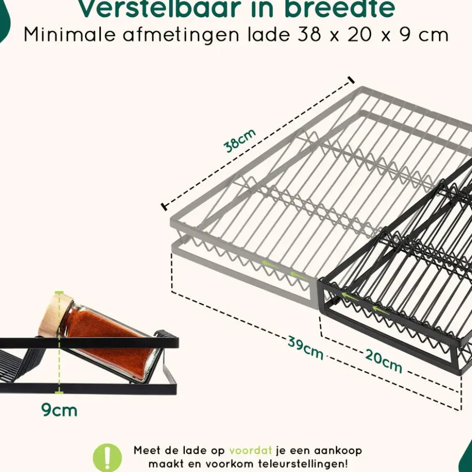 XIVADA Kruidenrek met 24 potjes - Organizer lade liggend - Met labels