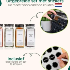 XIVADA Kruidenrek met 24 potjes - Organizer lade liggend - Met labels