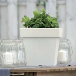 1x Kunststof vierkante bloempotten/plantenpotten 15 liter antraciet