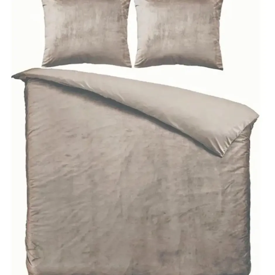 Zavelo Dekbedovertrek Velvet Comfort Taupe-2-persoons (200 x 200/220 cm)