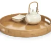 Zeller Dienblad - bamboe hout - rond - 38 x 5 cm - serveerblad