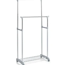 Zeller Kledingrek - dubbele stang - verrijdbaar - 107 cm