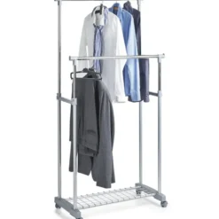 Zeller Kledingrek - dubbele stang - verrijdbaar - 107 cm