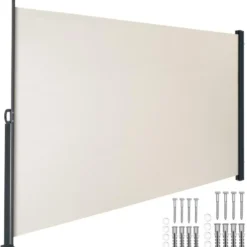 Zijmarkies - Beige - 287x184 cm - Waterdicht Polyester - Gepoedercoat Staal