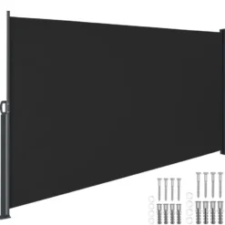 Zijmarkies Uittrekbaar Zonwering Privacybescherming Zwart Windscherm 120x60 cm
