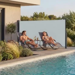 Zijmarkies - Uittrekbare Markies - Waterafstotend - Grijs - Poedercoat Frame