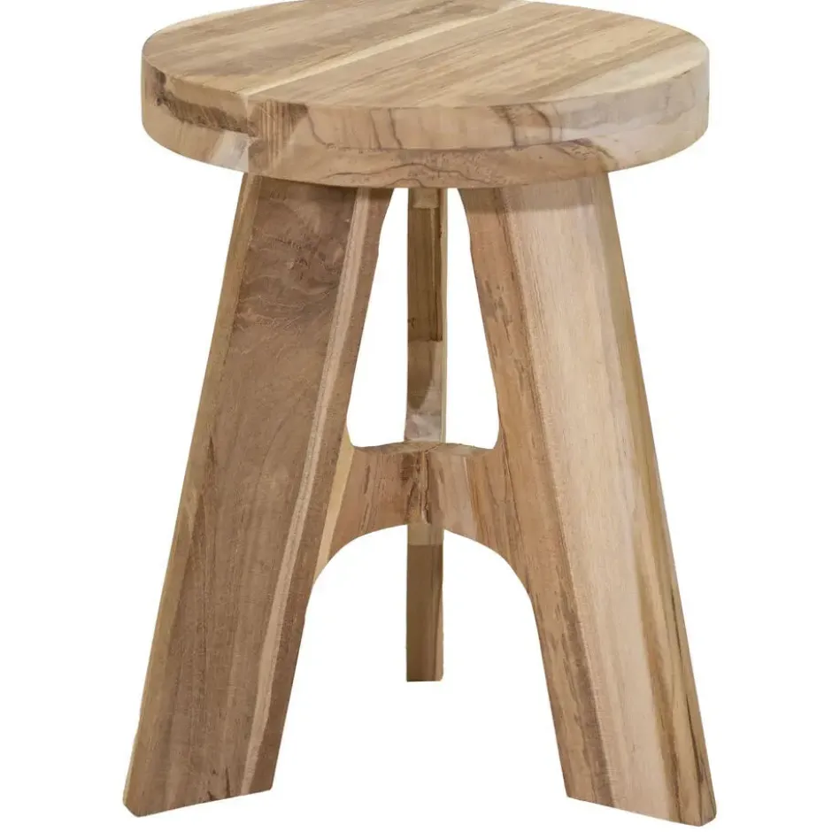 Zit krukje bijzet stoel Decowood - lichtbruin - D30 x H40 cm
