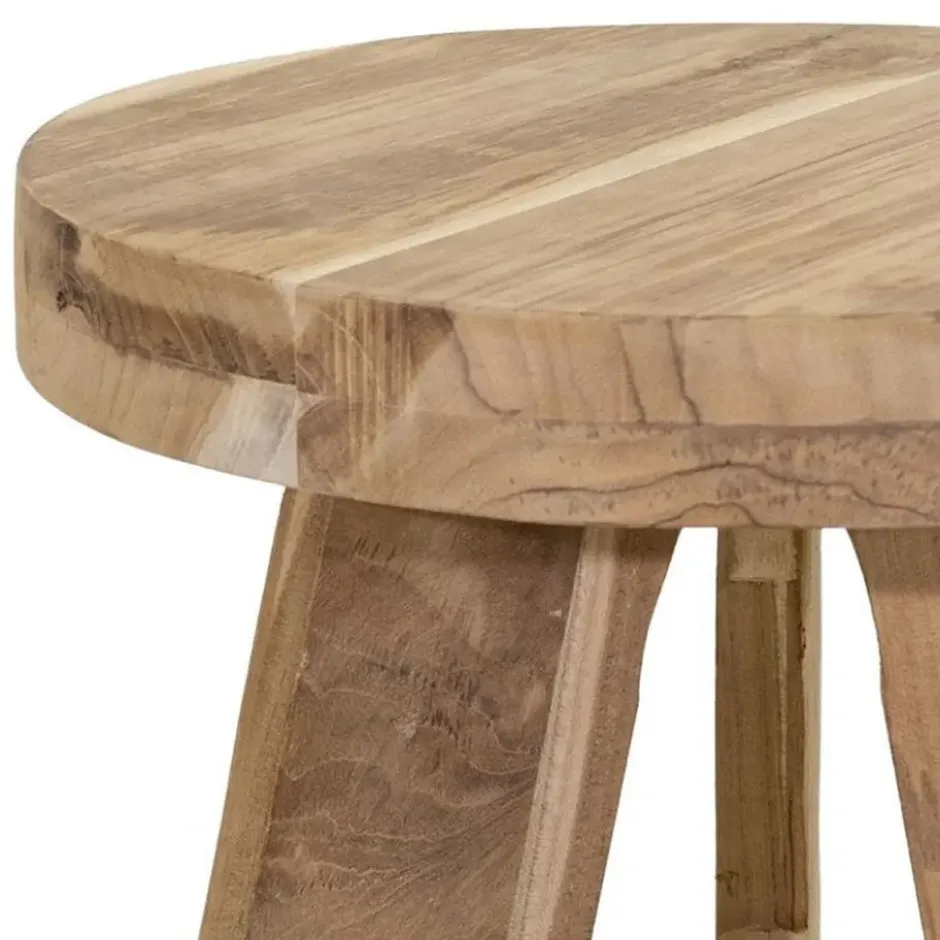 Zit krukje bijzet stoel Decowood - lichtbruin - D30 x H40 cm