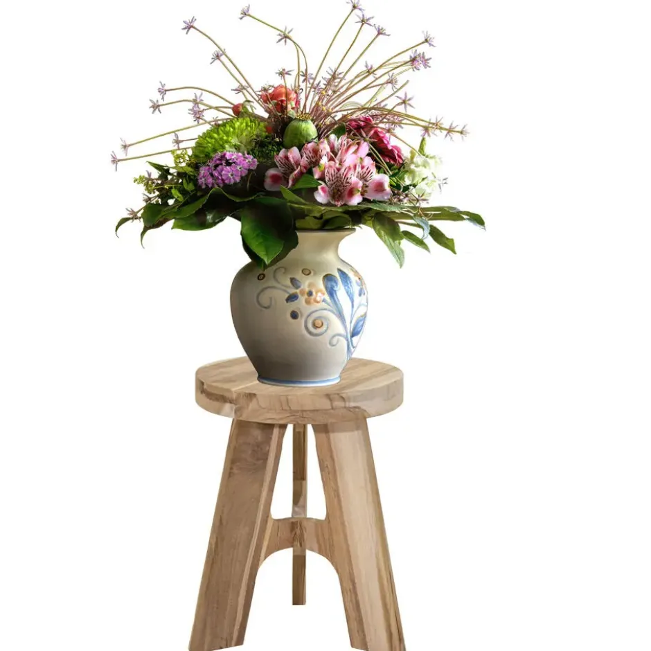 Zit krukje bijzet stoel Decowood - lichtbruin - D30 x H40 cm