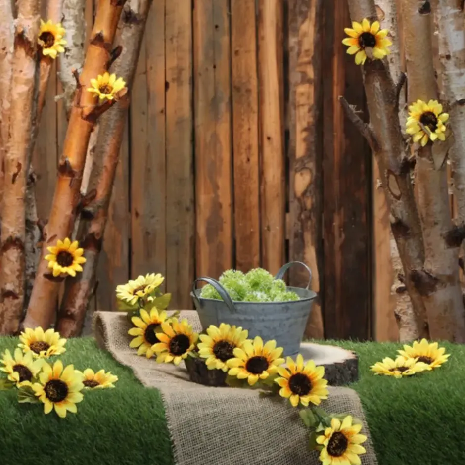 Zonnebloemen slinger - kunstbloem - geel - 220 cm