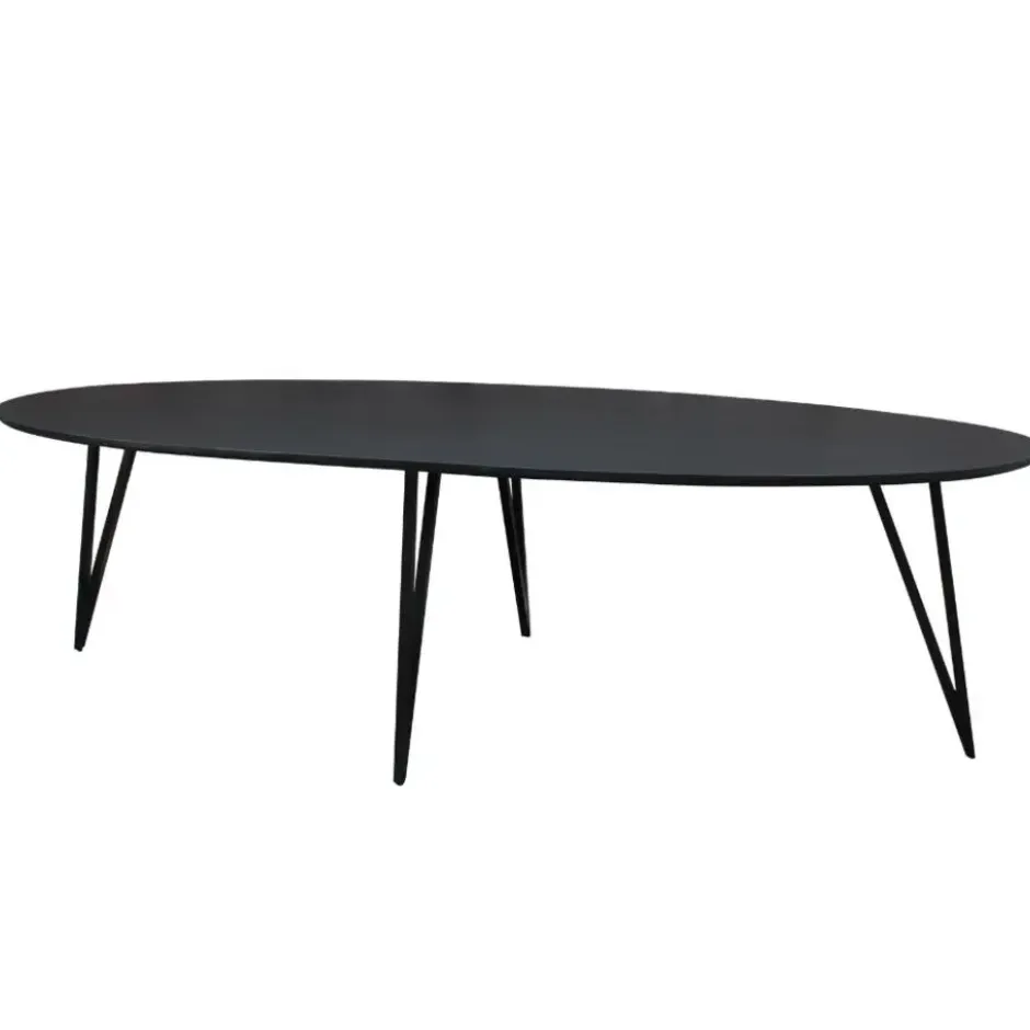 Zwart ovale eettafel Cesar 270x110 cm - Mangohout - Zwart