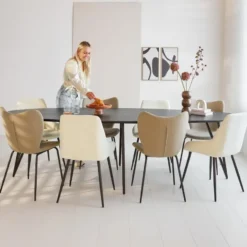 Zwart ovale eettafel Cesar 270x110 cm - Mangohout - Zwart