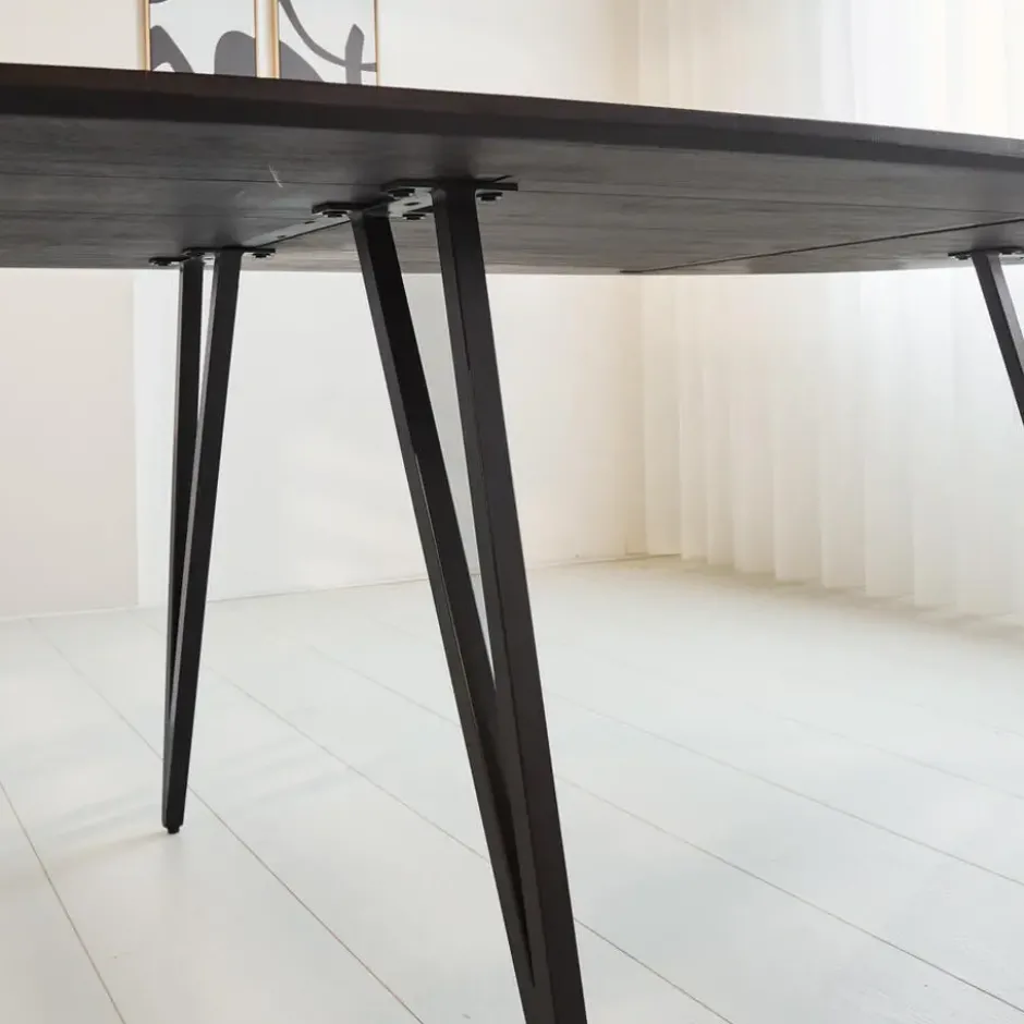 Zwart ovale eettafel Cesar 270x110 cm - Mangohout - Zwart