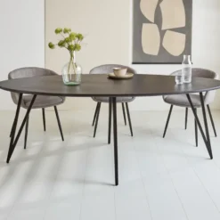 Zwart ovale eettafel Cesar 230x100 cm - Mangohout - Zwart