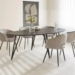 Zwart ovale eettafel Cesar 230x100 cm - Mangohout - Zwart