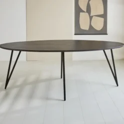 Zwart ovale eettafel Cesar 230x100 cm - Mangohout - Zwart