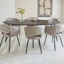 Zwart ovale eettafel Cesar 230x100 cm - Mangohout - Zwart